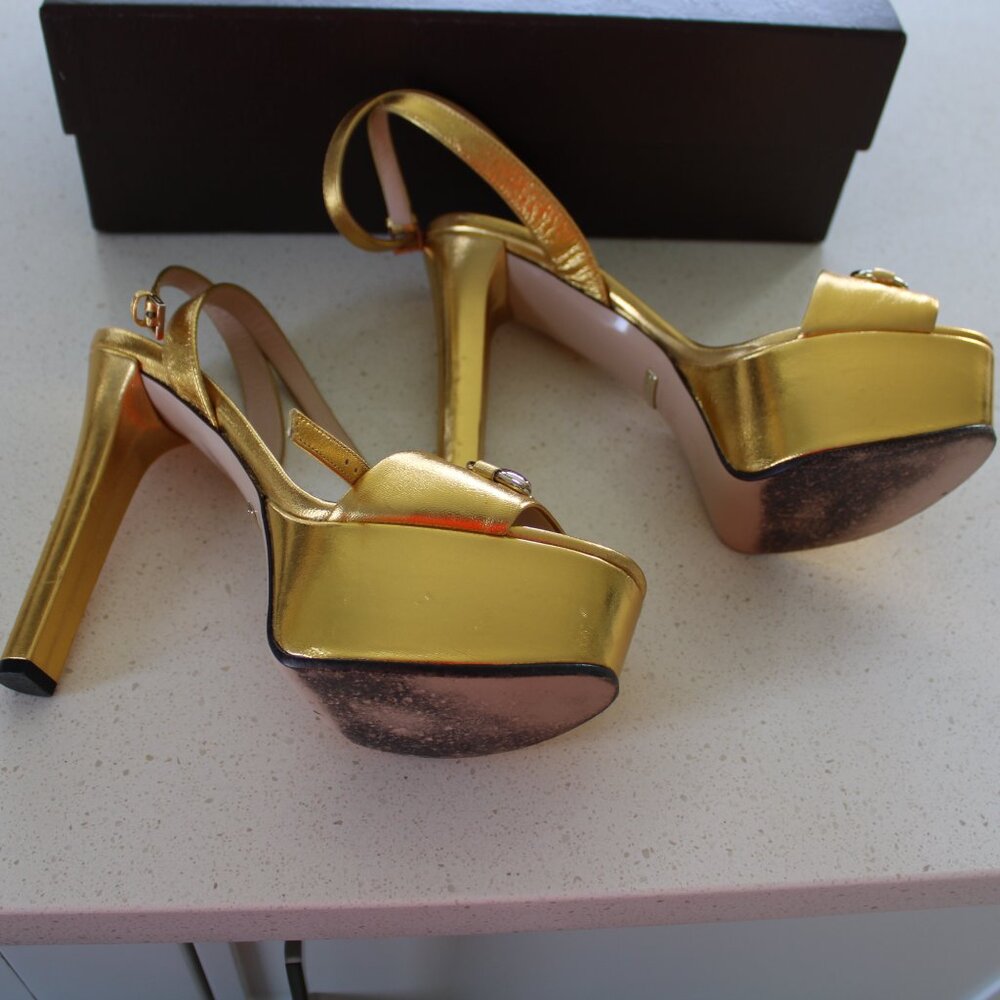 Gucci Gold Super High Heels with Horsebit - Picture 2 of 3